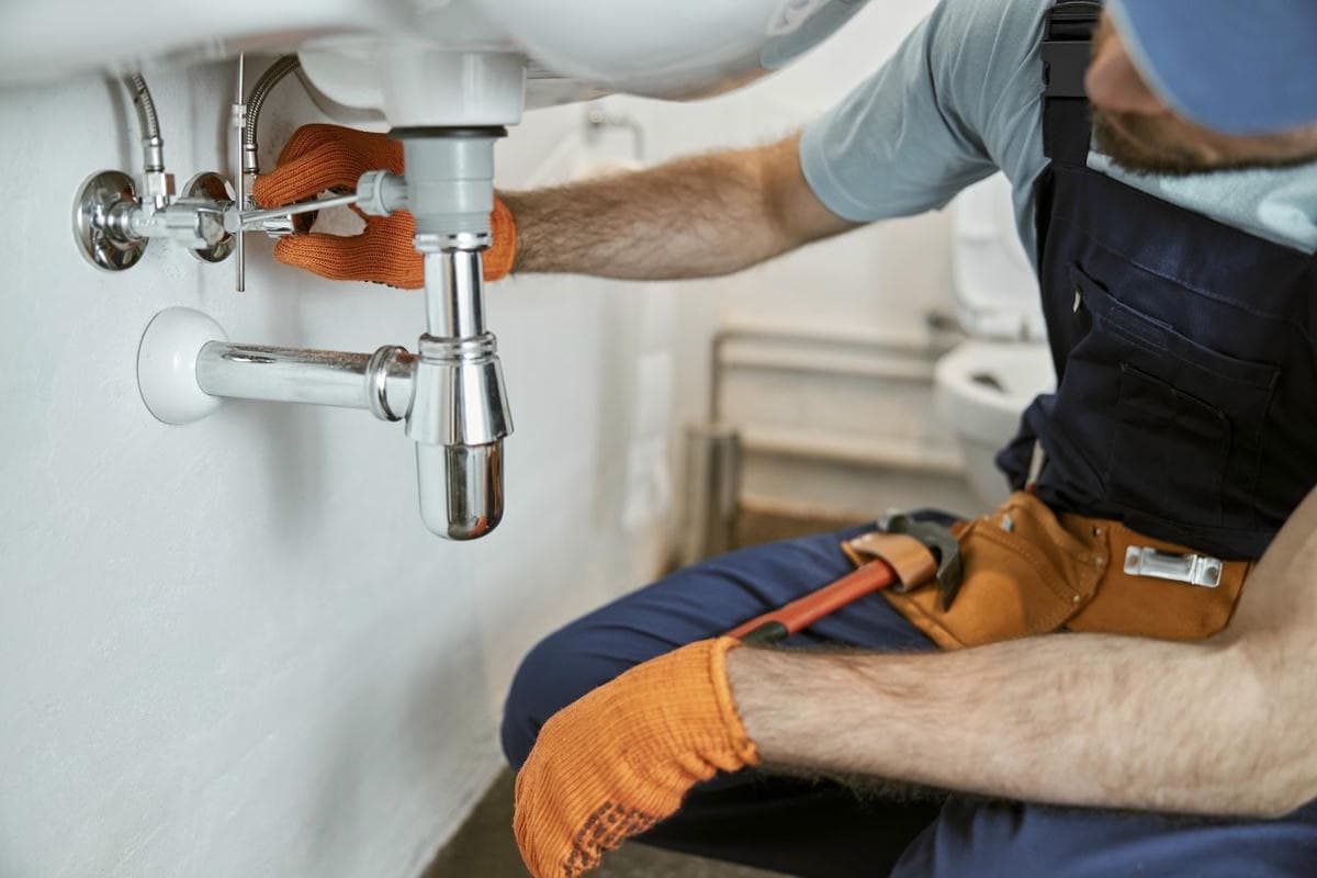 Lavabo bağlantılarında tesisat incelemesini anlatan görsel